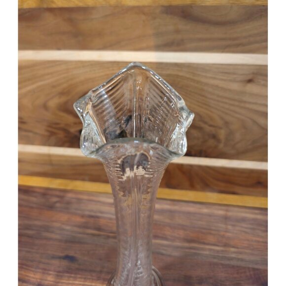 Antique L. E. Smith Clear Iridescent Carnival Glass Swung Vase - Picture 7 of 7